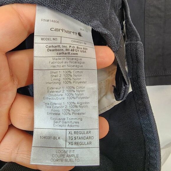 Carhartt Men's Washed Duck Insulated Bib Overall Size XL Black Heavyweight - Picture 8 of 8